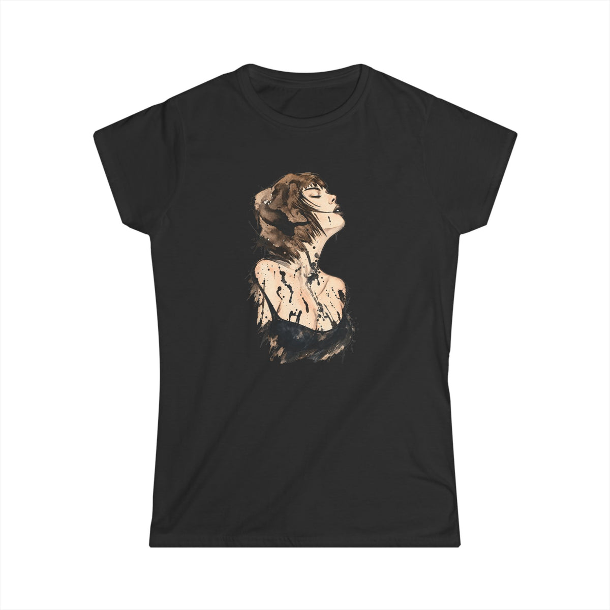 Women's Black Crewneck Tee — Classic Softstyle Everyday T-Shirt