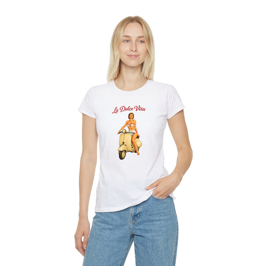 T-shirt donna La Dolce Vita – Maglietta estiva retrò con Vespa vintage