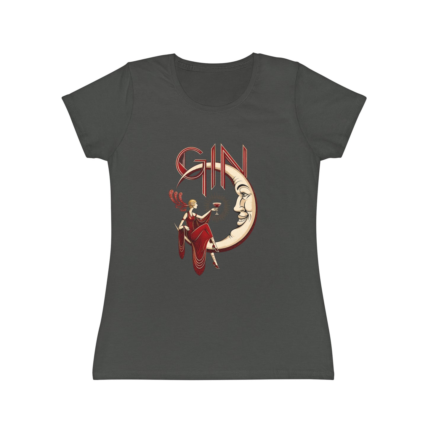 T-shirt donna Luna e Cocktail – Maglietta retrò slim fit con grafica vintage