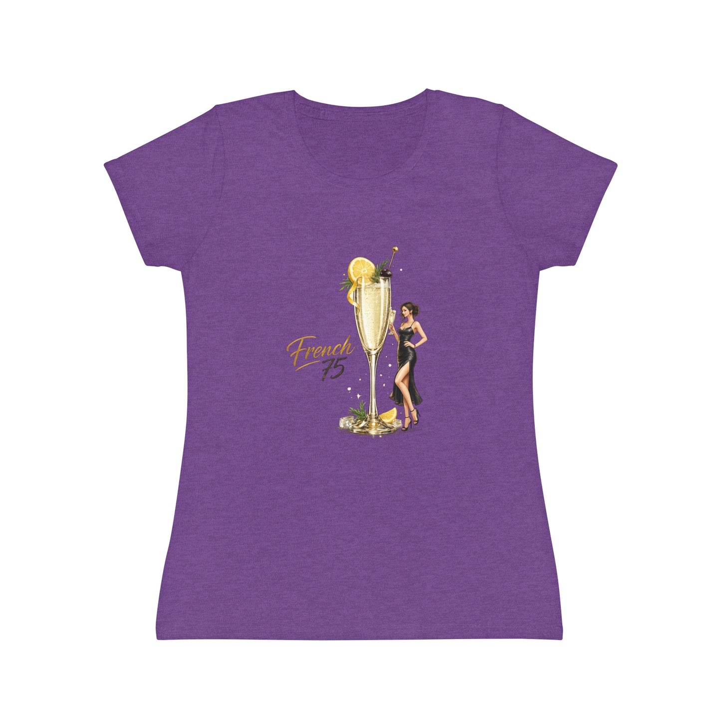 T-shirt donna French 75 – Maglietta retrò con cocktail champagne e pin-up