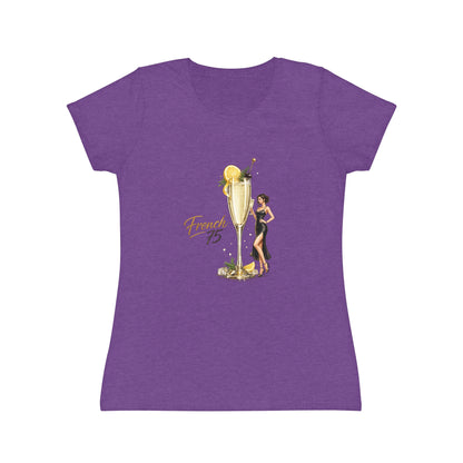 T-shirt donna French 75 – Maglietta retrò con cocktail champagne e pin-up