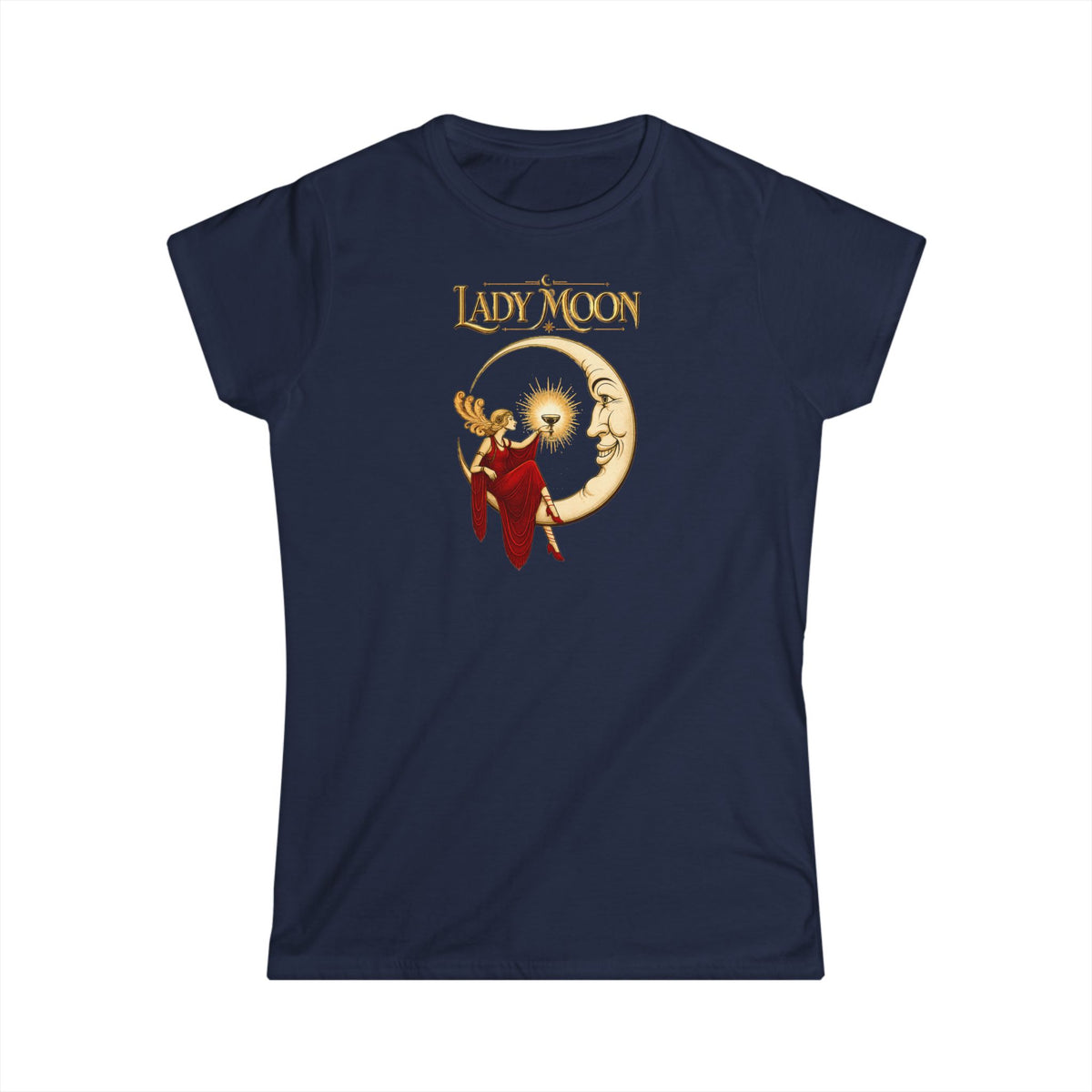 Lady Moon Women's Graphic T-Shirt — Vintage Moon Goddess Design