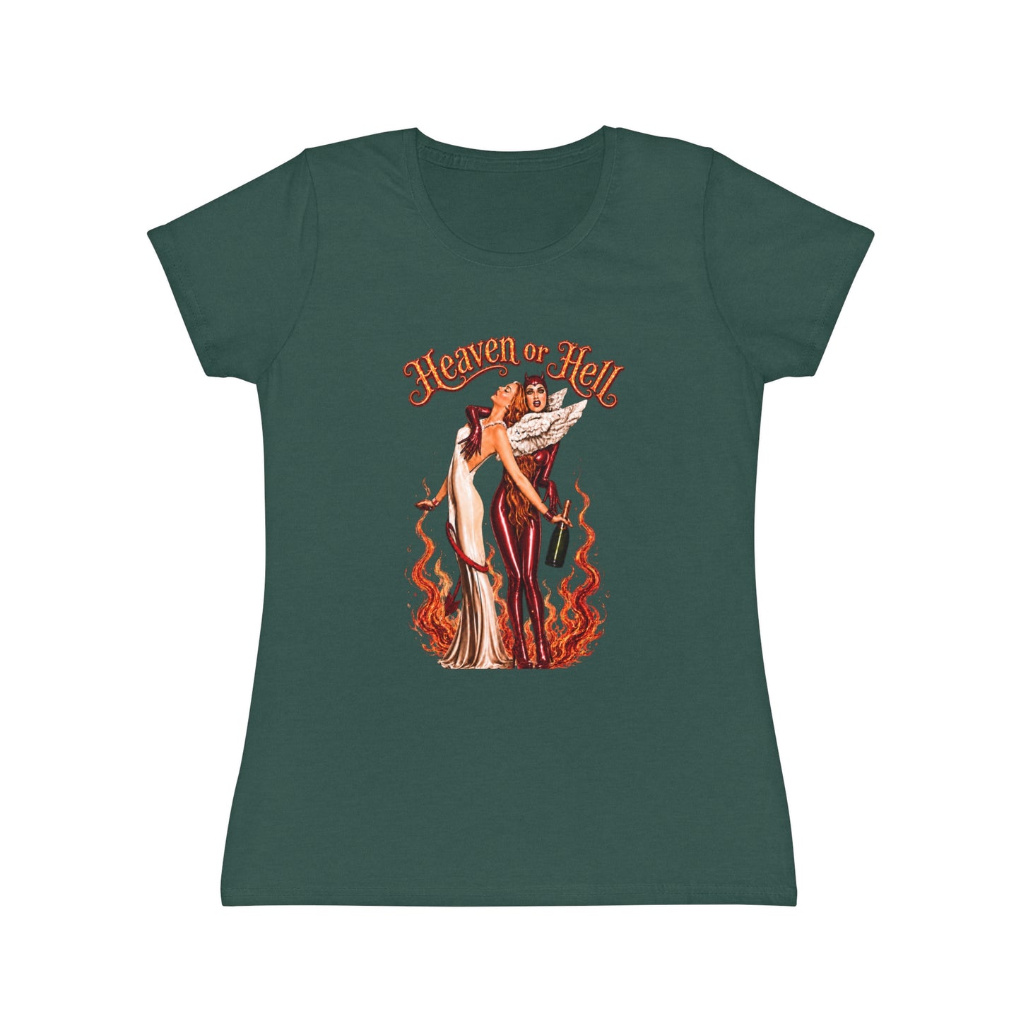 T-Shirt Donna “Heaven or Hell” Vintage Rock Slim Fit
