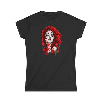 Maglietta RED donna, dettaglio grafica artistica