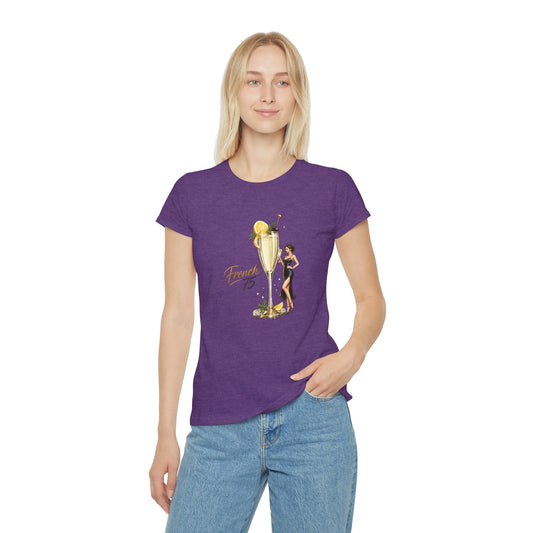 T-shirt donna French 75 – Maglietta retrò con cocktail champagne e pin-up