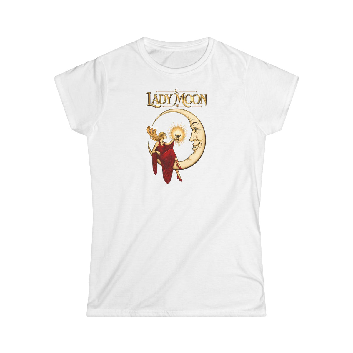 Lady Moon Women's Graphic T-Shirt — Vintage Moon Goddess Design