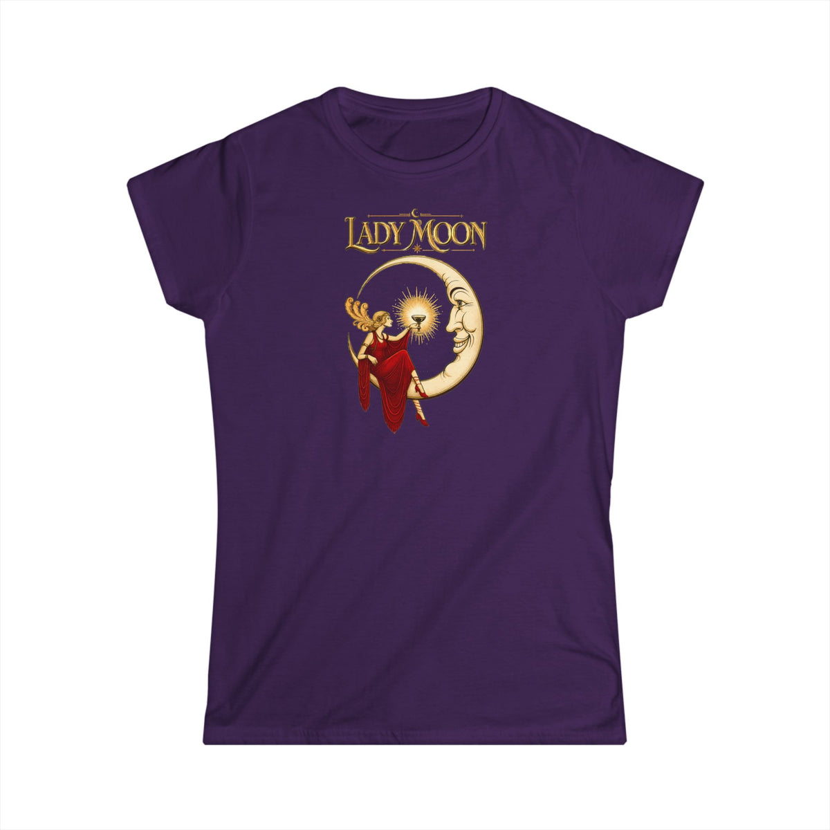 Lady Moon Women's Graphic T-Shirt — Vintage Moon Goddess Design