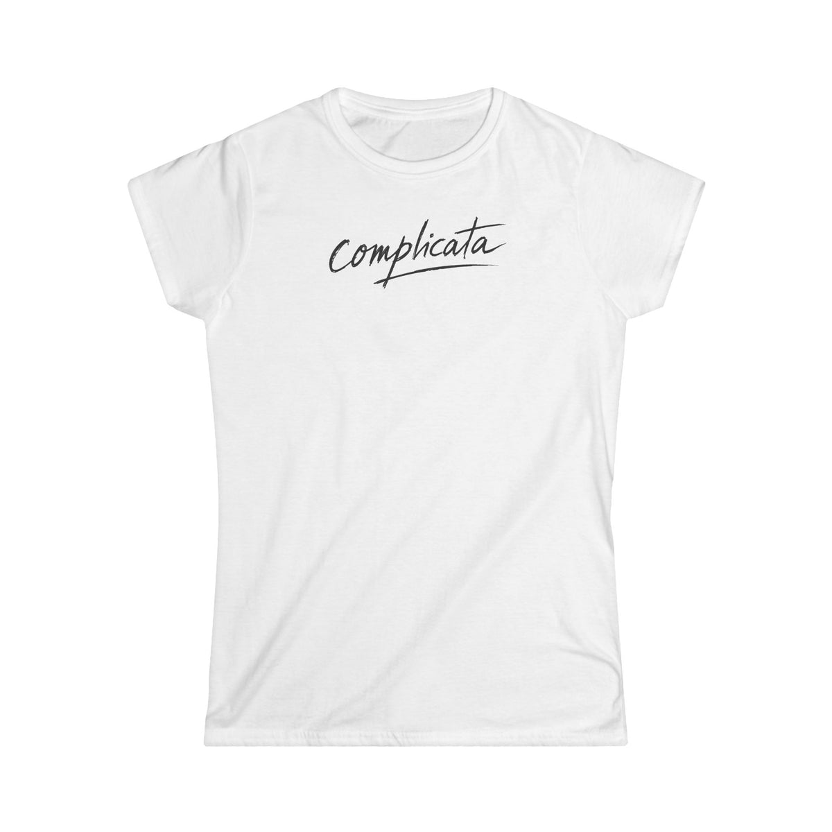 Complicata Script Women's T-Shirt - Minimal Handwritten Graphic Tee