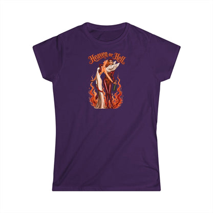 Heaven or Hell Women's T‑Shirt — Retro Pinup Devil & Angel Graphic Tee
