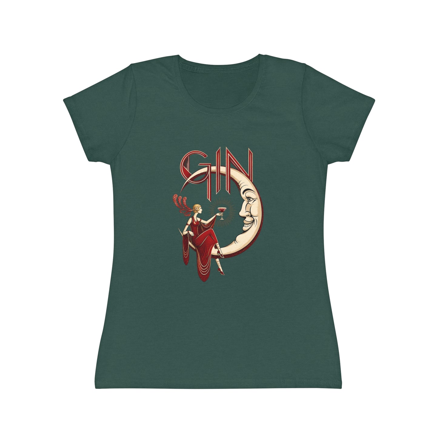 T-shirt donna Luna e Cocktail – Maglietta retrò slim fit con grafica vintage