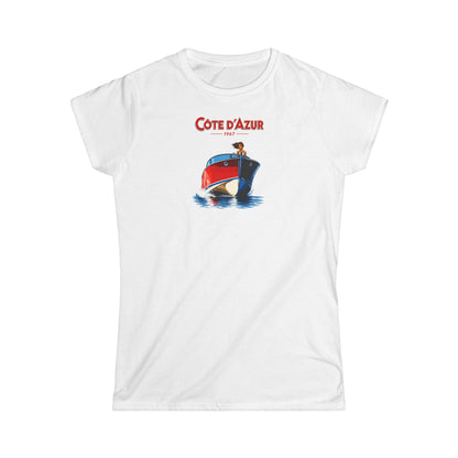 Côte d'Azur Women's T‑Shirt — Vintage Boat Print