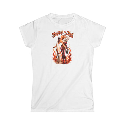Heaven or Hell Women's T‑Shirt — Retro Pinup Devil & Angel Graphic Tee