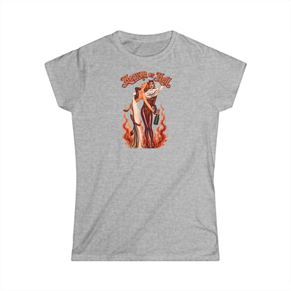 Heaven or Hell Women's T‑Shirt — Retro Pinup Devil & Angel Graphic Tee
