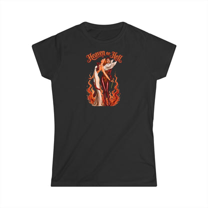 Heaven or Hell Women's T‑Shirt — Retro Pinup Devil & Angel Graphic Tee