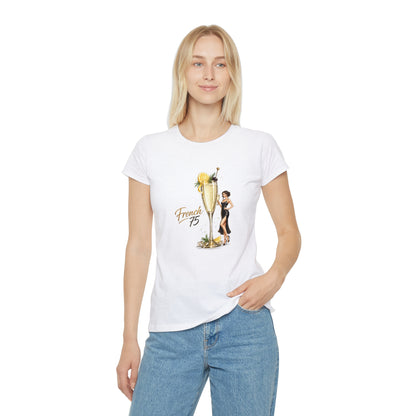 T-shirt donna French 75 – Maglietta retrò con cocktail champagne e pin-up