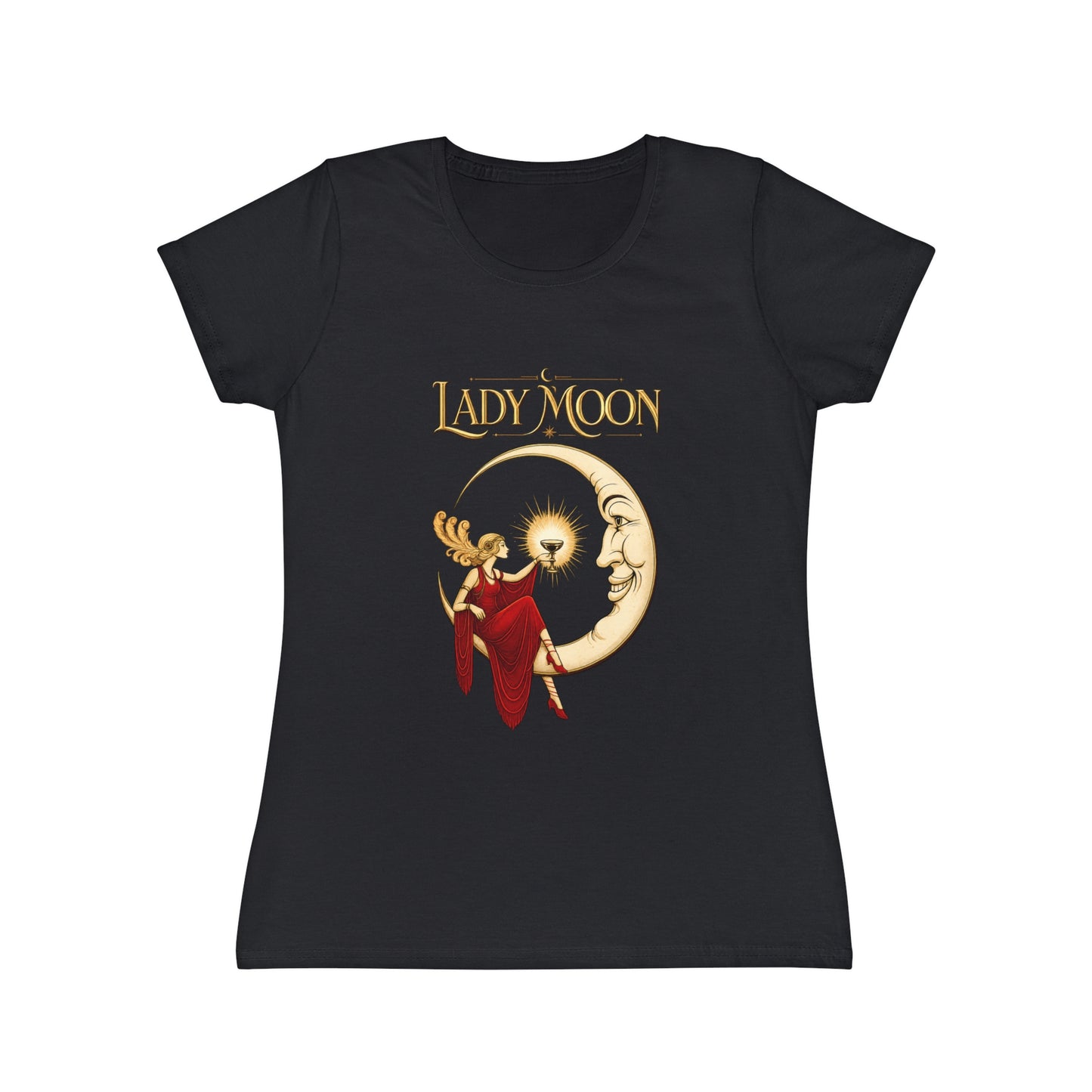 T-Shirt Donna Lady Moon Vintage | Maglietta Grafica Luna e Lanterna