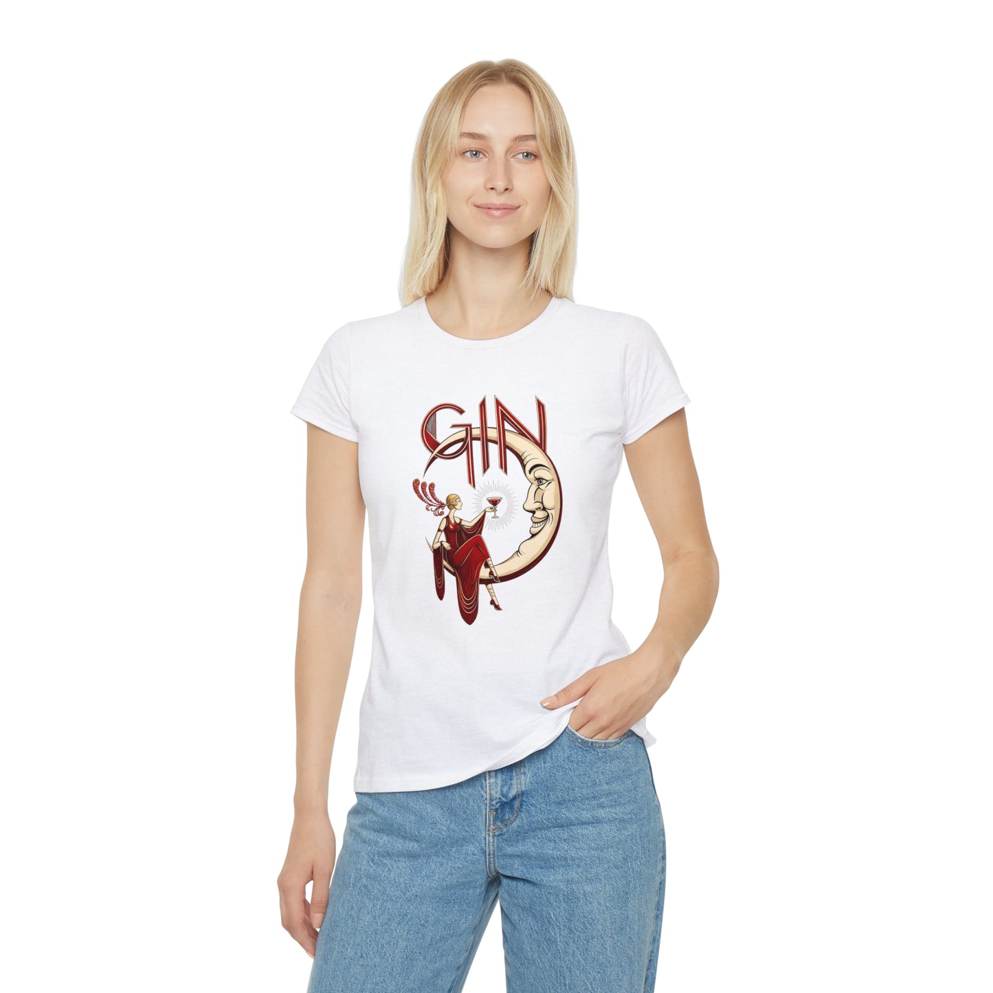 T-shirt donna Luna e Cocktail – Maglietta retrò slim fit con grafica vintage