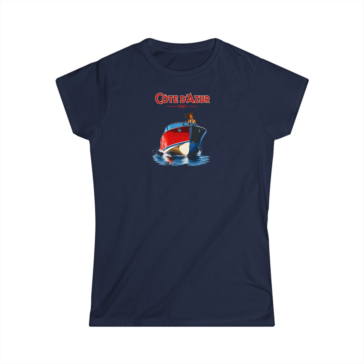 Côte d'Azur Women's T‑Shirt — Vintage Boat Print