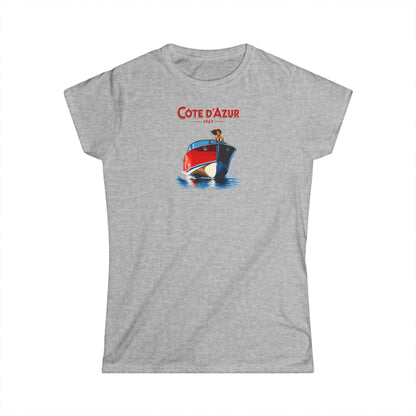 Côte d'Azur Women's T‑Shirt — Vintage Boat Print