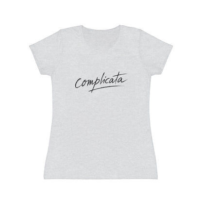 T-shirt donna bianca con scritta corsiva minimal Complicata