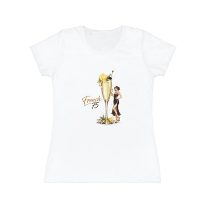 T-shirt donna French 75 – Maglietta retrò con cocktail champagne e pin-up