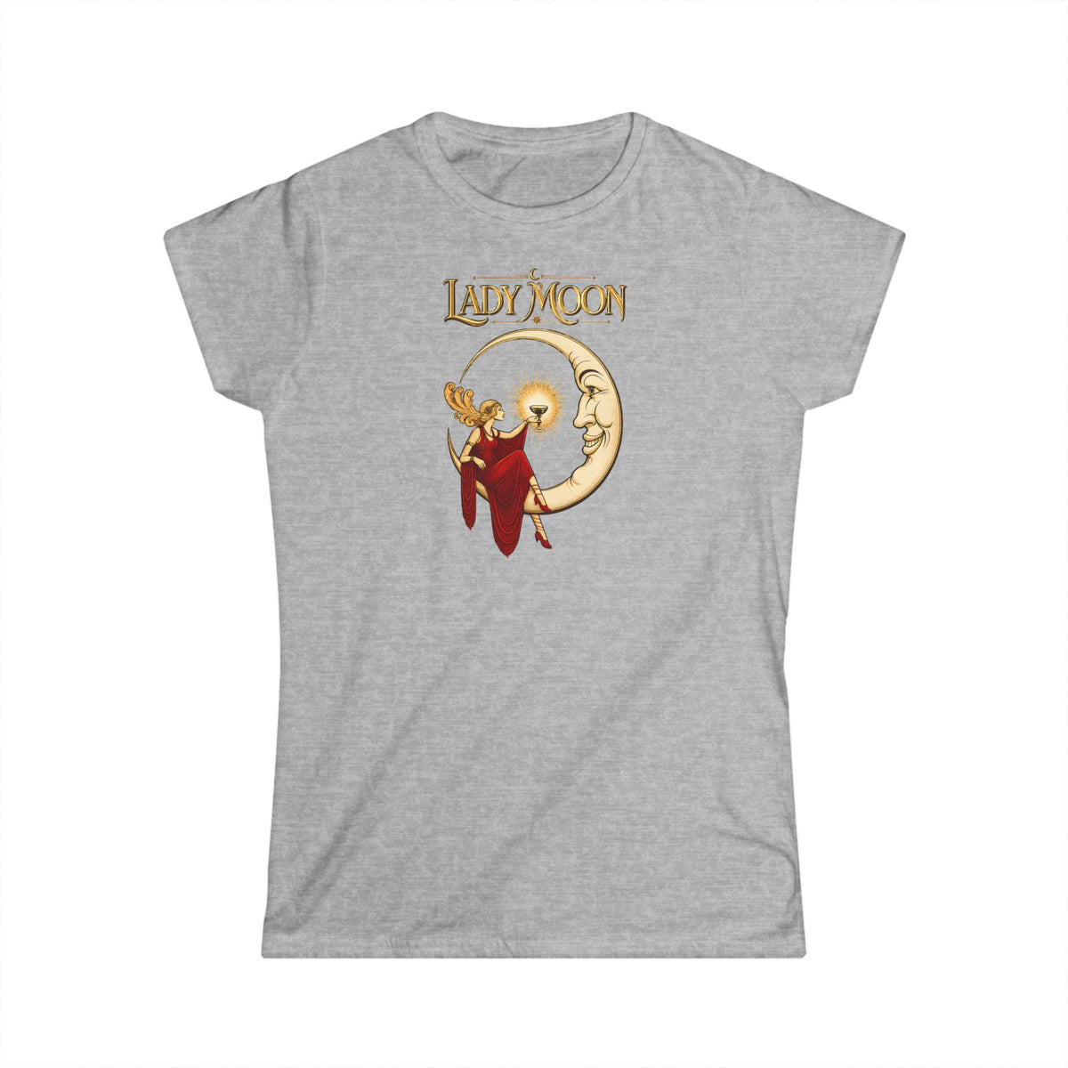 Lady Moon Women's Graphic T-Shirt — Vintage Moon Goddess Design