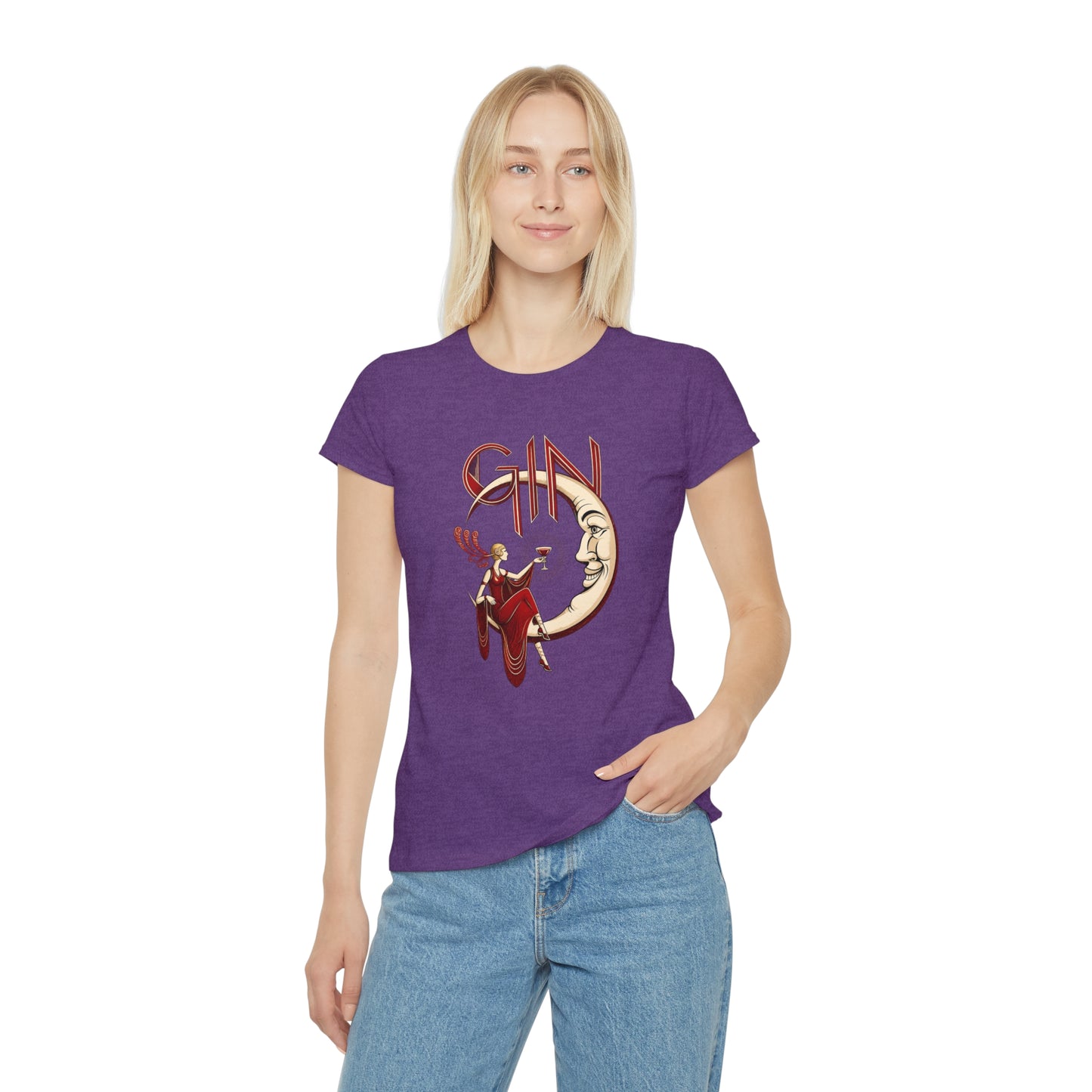 T-shirt donna Luna e Cocktail – Maglietta retrò slim fit con grafica vintage