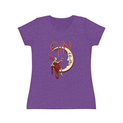 T-shirt donna Luna e Cocktail – Maglietta retrò slim fit con grafica vintage