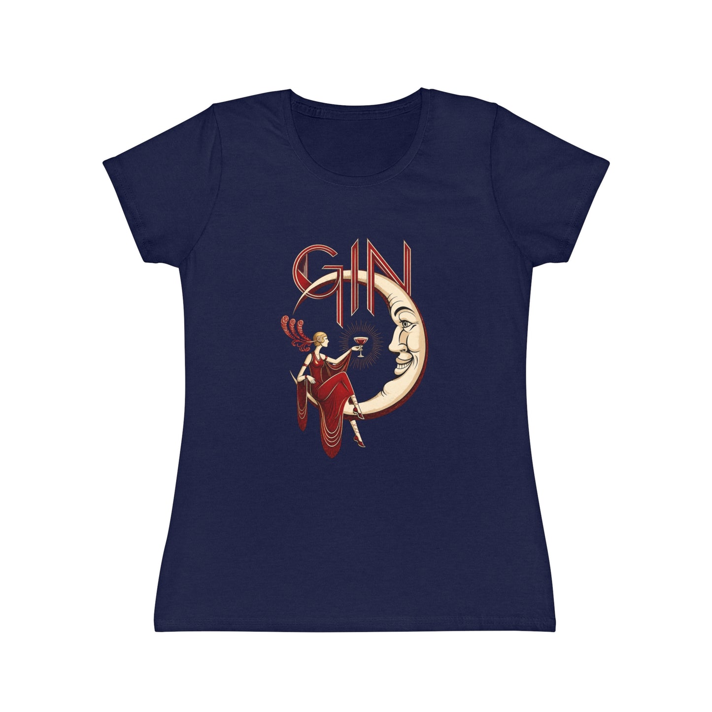 T-shirt donna Luna e Cocktail – Maglietta retrò slim fit con grafica vintage