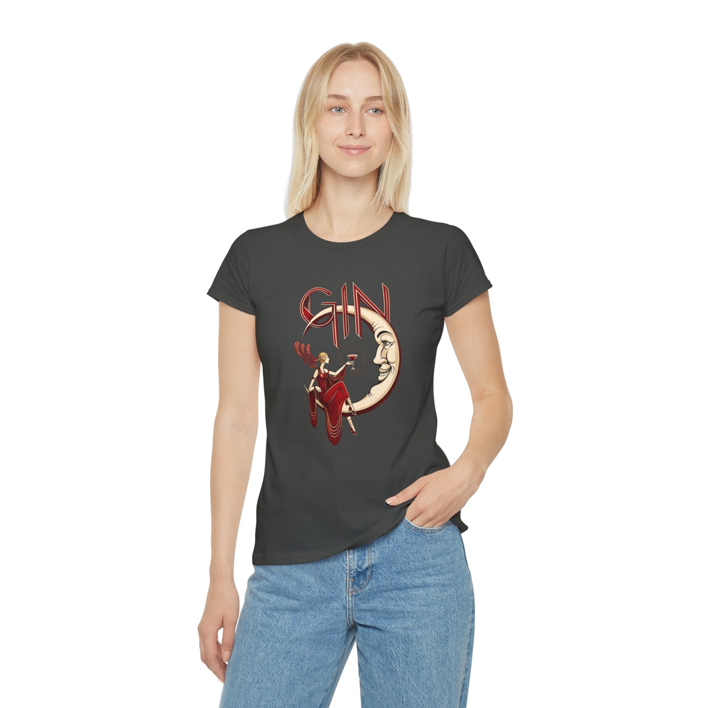 T-shirt donna Luna e Cocktail – Maglietta retrò slim fit con grafica vintage