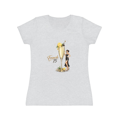 T-shirt donna French 75 – Maglietta retrò con cocktail champagne e pin-up