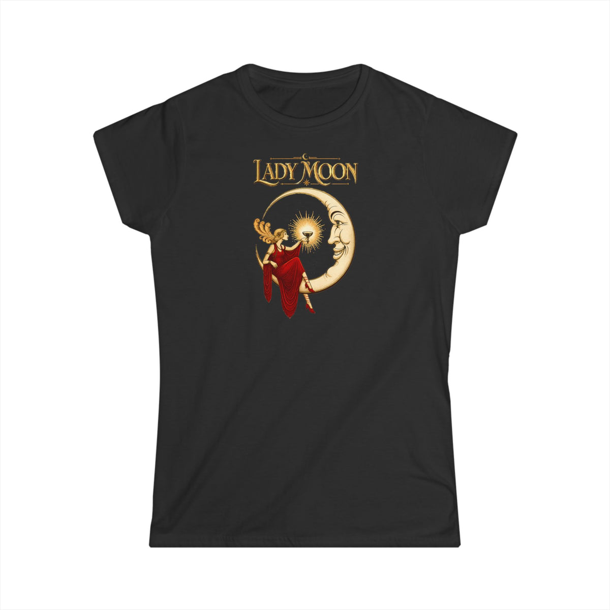Lady Moon Women's Graphic T-Shirt — Vintage Moon Goddess Design