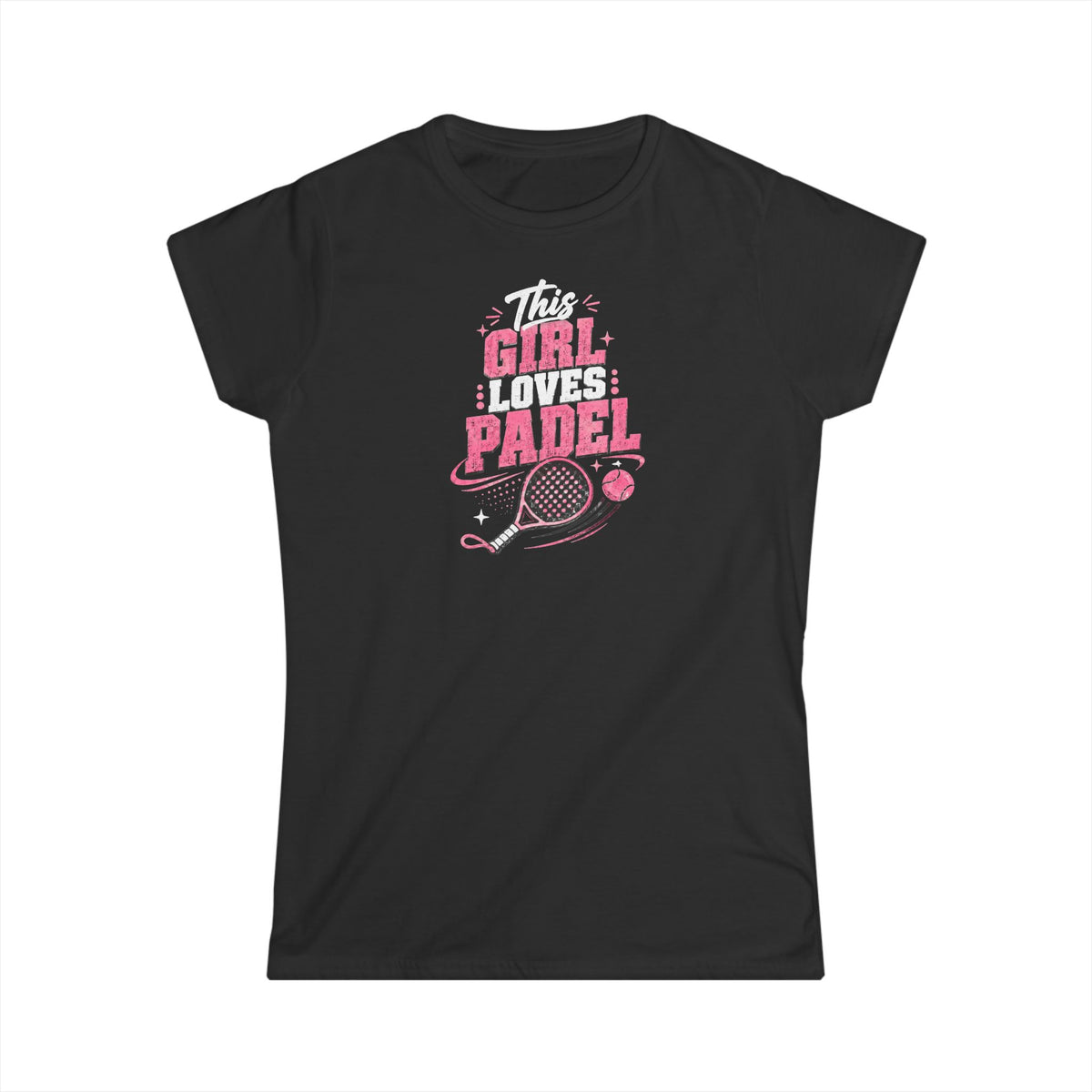 This Girl Loves Padel Women’s T-Shirt – Pink Padel Racket Graphic Tee