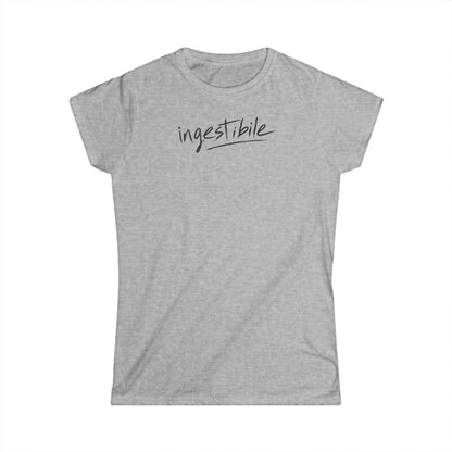 Ingestibile Script Women’s T‑Shirt — Minimal Handwritten Graphic Tee