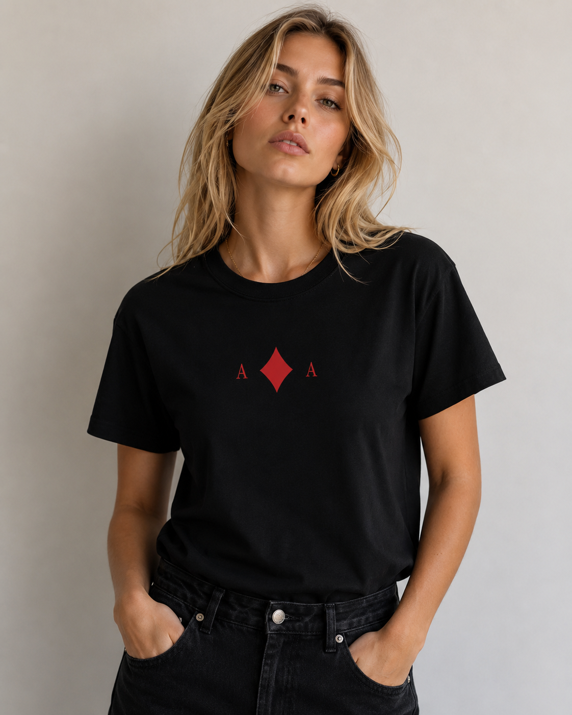 T-shirt Donna Asso di Quadri | Maglietta Minimal Slim Fi