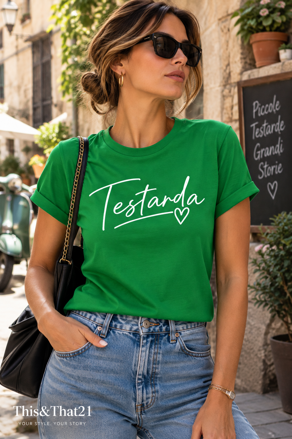 Maglietta donna TESTARDA This&That21, dettaglio grafica