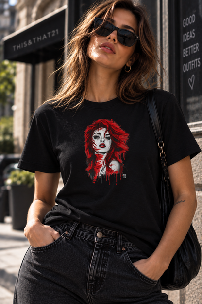 T-Shirt Donna RED theresly_th21 × This&That21, mockup lifestyle