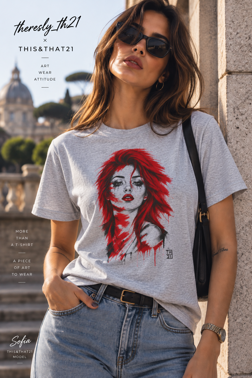 Maglietta artistica RED donna This&That21, mockup