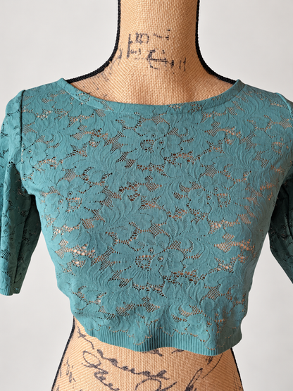PAIN de SUCRE Kalliope 80 – Top corto in pizzo verde Amande – S