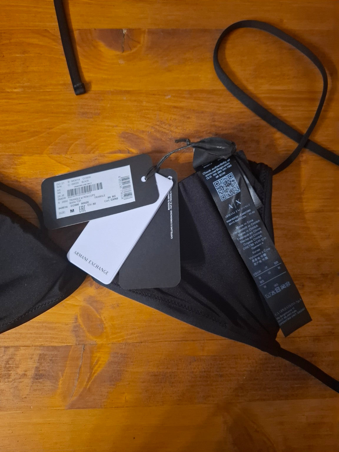 Bikini Armani Exchange nero taglia M dettaglio cartellini