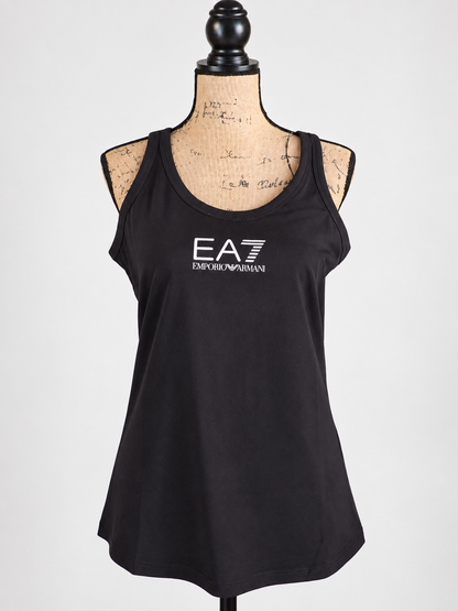 EA7 Emporio Armani canotta nera donna taglia L, mockup lifestyle